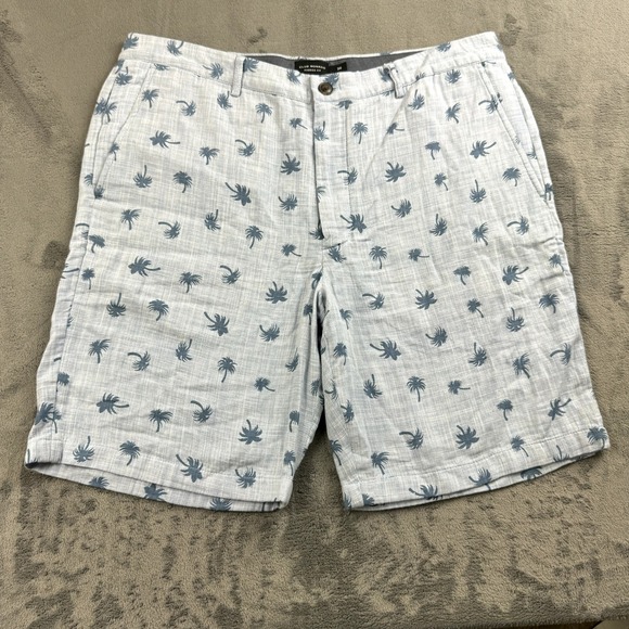 Club Monaco Mens Shorts Size 36 Chino Maddox Fit Palm Trees Beach Vaca 9" Woven - Picture 1 of 9